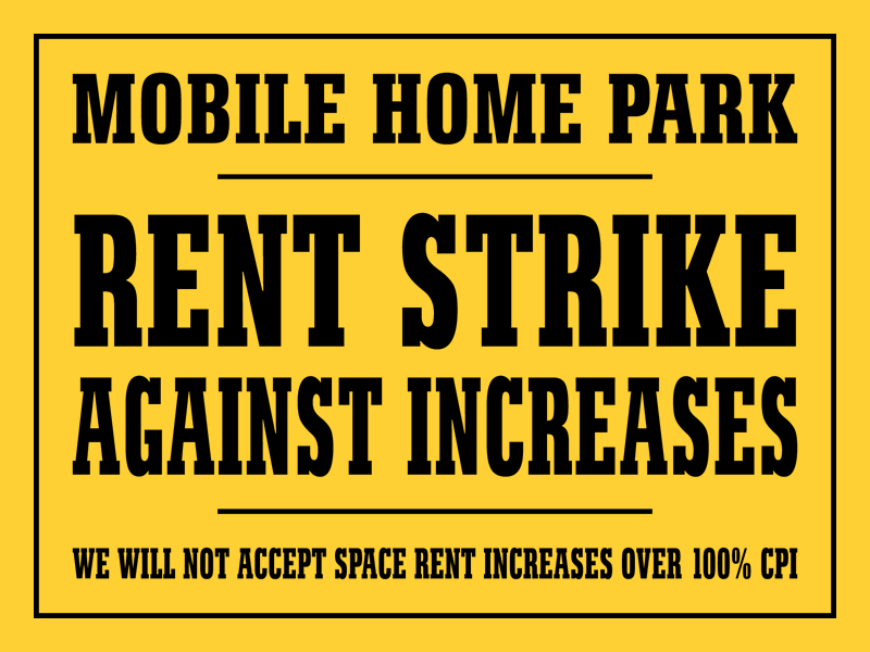 MOBILE HOME PARK RENT STRIKE AGAINST INCREASES
