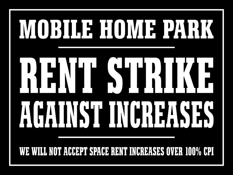 MOBILE HOME PARK RENT STRIKE AGAINST INCREASES