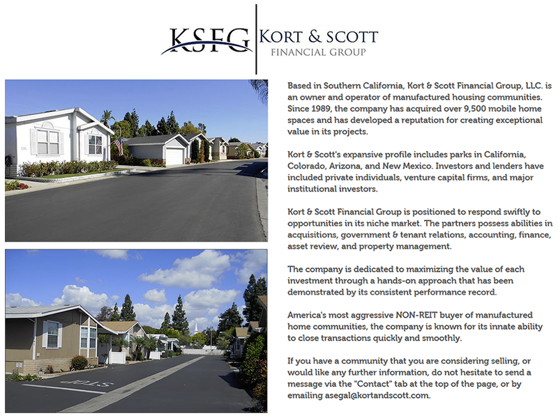 Screenshot of Kort & Scott Financial Group Website Home Page
