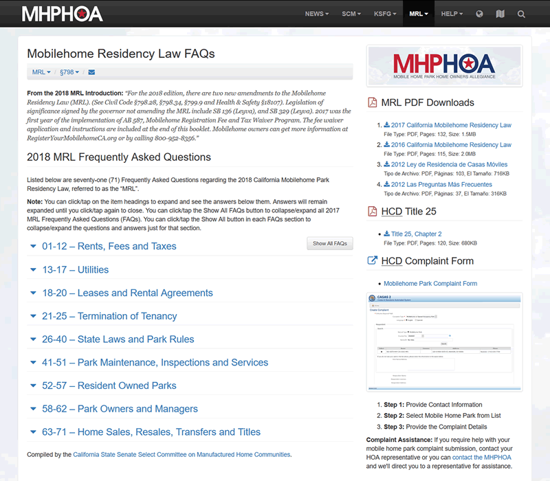 MHPHOA 2018 MRL FAQs in HTML
