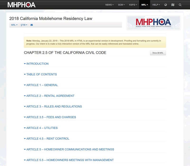 MHPHOA 2018 MRL in HTML