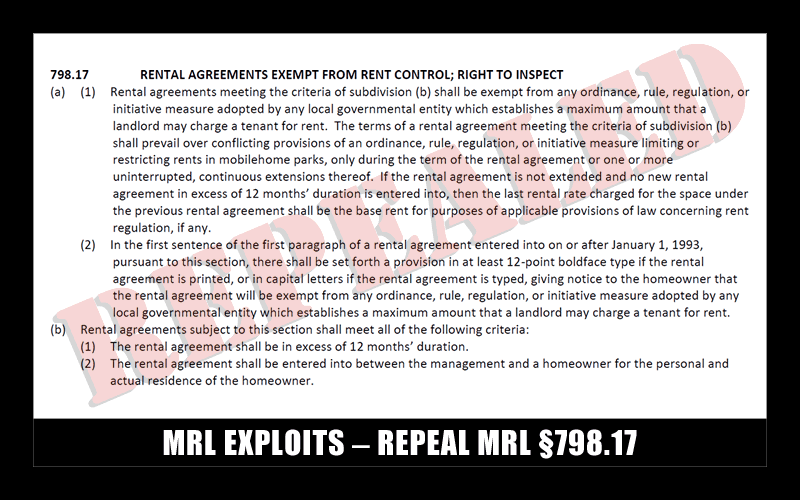 MRL EXPLOITS - REPEAL MRL §798.17
