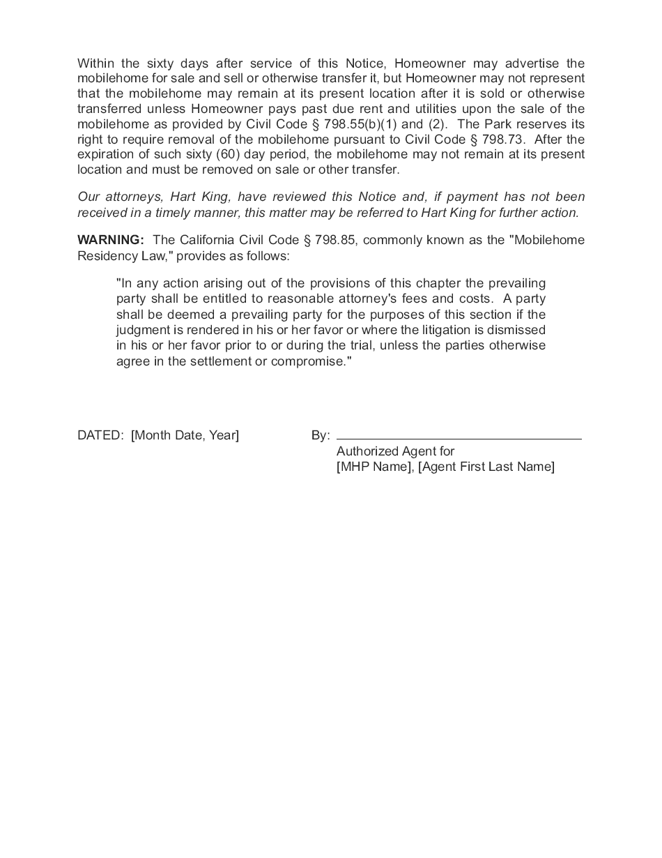 Lincoln Center GP LLC - Combined 3-Day and 60-Day Notice - Page 3 of 3