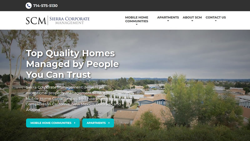 Screenshot of Sierra Corporate Management Website Home Page